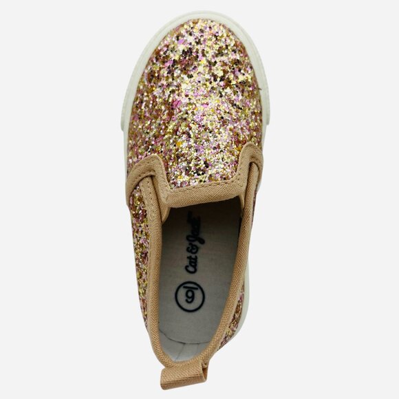 Toddler Girls' Madigan Rose Gold Glitter Sneakers Slip On Size 6 Cat & Jack New - Picture 4 of 5